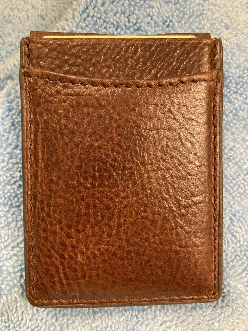 Patricia Nash Dark Brown Leather Money Clip with Gold Tone Clip